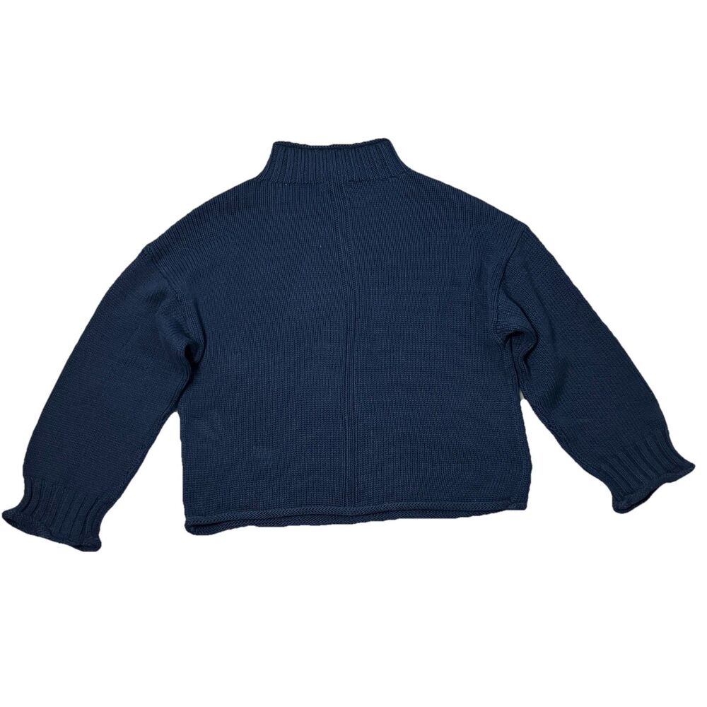 J Crew 2025 Rollneck Sweater Womens S Navy Blue 100% Cotton Coastal Minimalist - Picture 11 of 14
